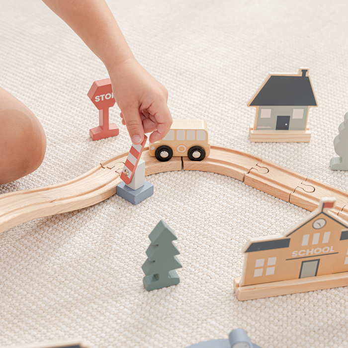 100-Piece Wooden Train Set for Toddlers Ages 1+ Train Set Comfy Cubs