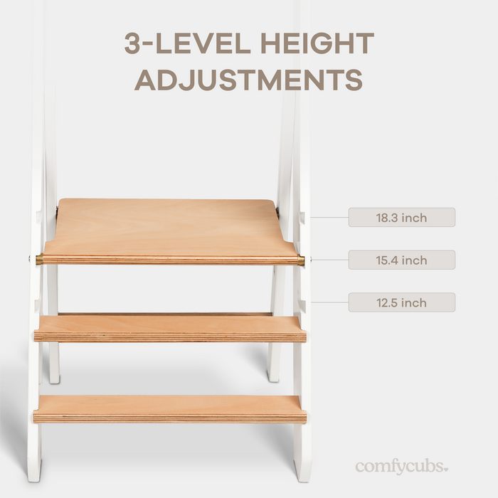 Kids Step Stool for Ages 3+ in White Step Stool Comfy Cubs