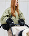 7AM ENFANT WARMMUFFS BLACK LIQUID SHINE ARCTIC WHITE FAUX FUR WARMUFFS 7 A.M.