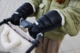 7AM ENFANT WARMMUFFS BLACK LIQUID SHINE ARCTIC WHITE FAUX FUR WARMUFFS 7 A.M.
