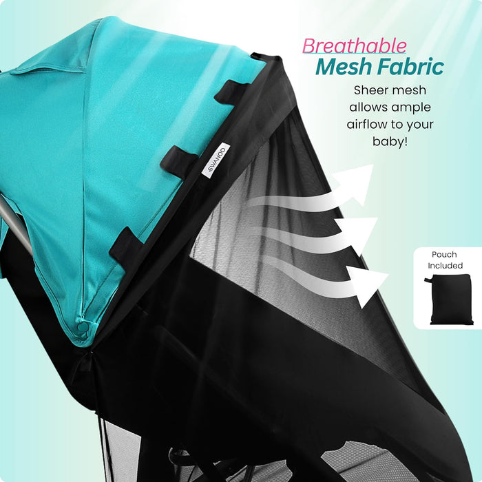 double stroller sun shade extender SWANOO STROLLER SUN SHADE COVER, MOSQUITO NET FOR STROLLER SHADE EXTEN — Little Luxury