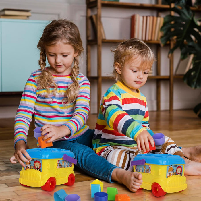 PLAKIDIZ SHAPE MY FIRST SCHOOL BUS SHAPE SORTER, 16 COLORFUL SHAPES