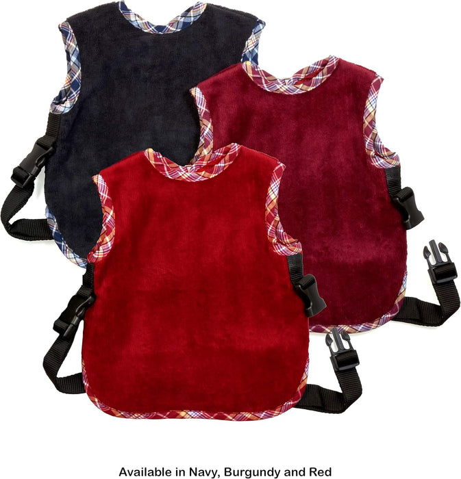 BIBBYSITTER BABY BIB AND SAFETY HARNESS FOR BABIES AND TODDLERS BURGUNDY - LARGE