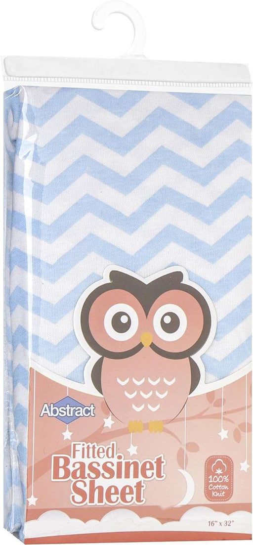 ABSTRACT FITTED SHEET ZIGZAG BLUE FOR BASSINET - 16" X 32"