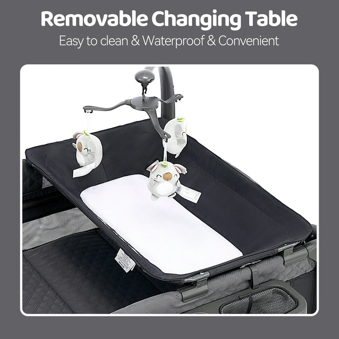 PAMO BABE UNISEX NURSERY CENTER BABY PLAYARD WITH BASSINET & CHANGING TABLE, NEWBORN PLAYPEN PAMO BABE