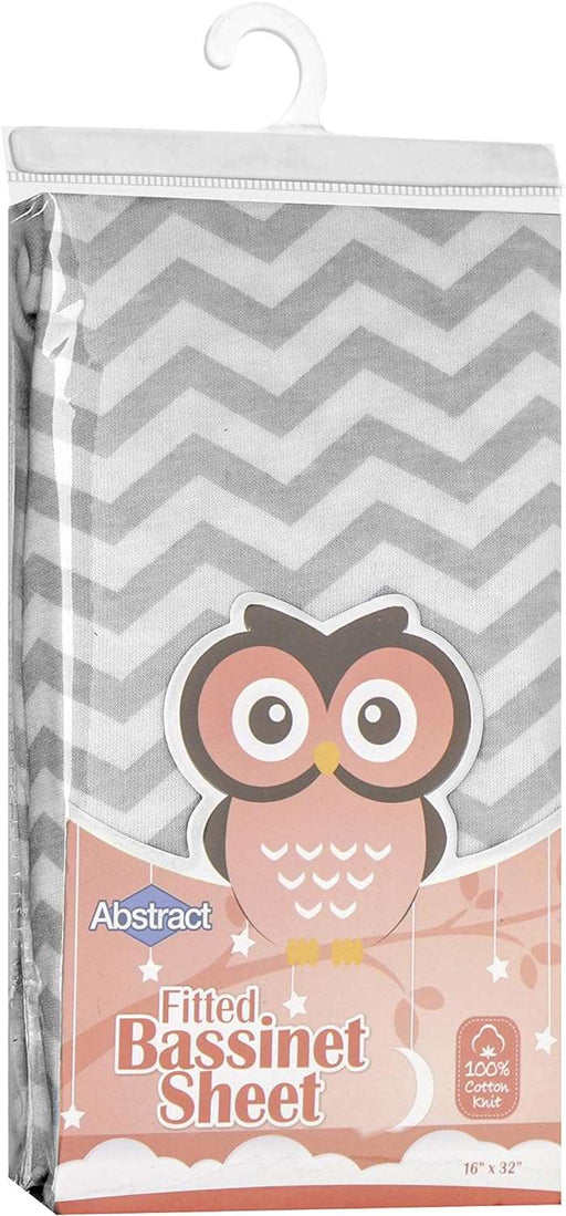 ABSTRACT FITTED SHEET ZIGZAG GRAY FOR BASSINET - 16" X 32"