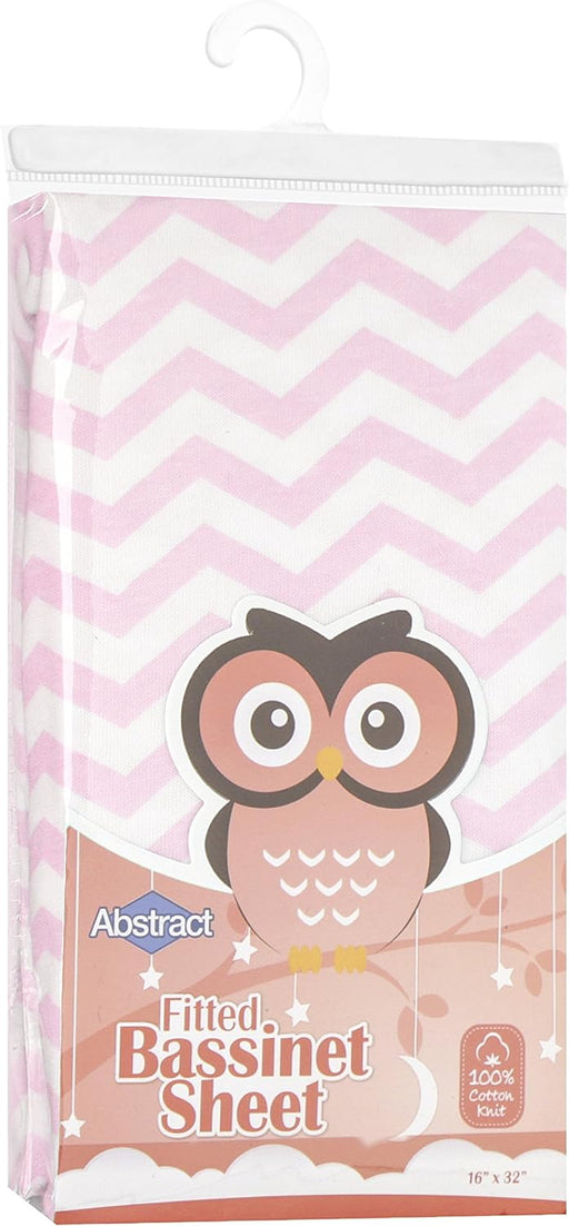 ABSTRACT FITTED SHEET ZIGZAG PINK FOR BASSINET - 16" X 32"