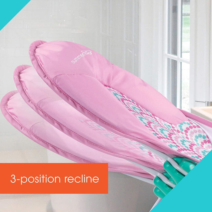 summer infant fold away bath SUMMER INFANT DELUXE BABY BATHER, PINK BUBBLE WAVE — Little Luxury