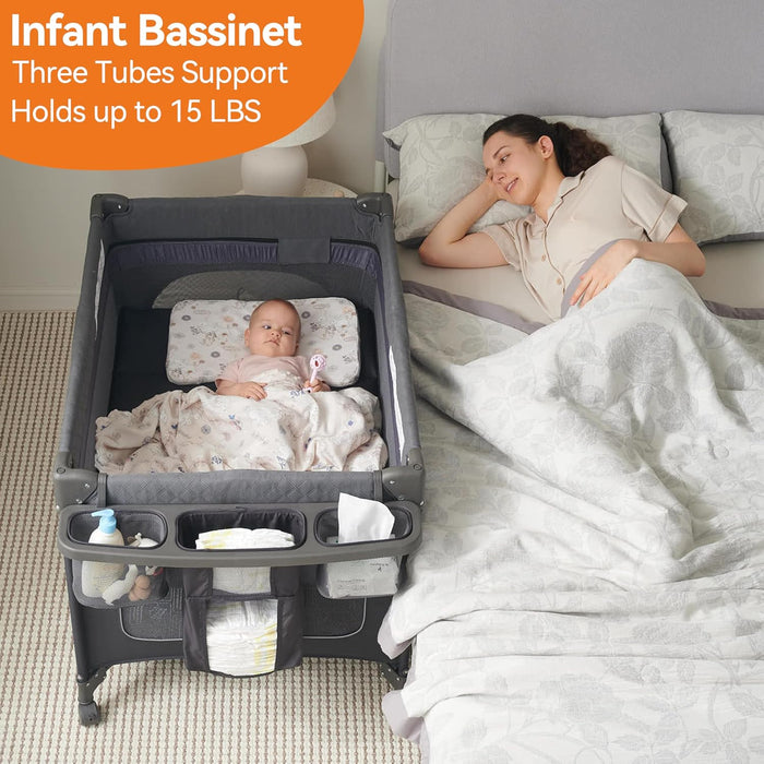 PAMO BABE BABY PLAYARD MAGIC FOLD 1 STEP BASSINET & CHANGING TABLE FOR NEWBORN (BLACK) PLAYPEN PAMO BABE