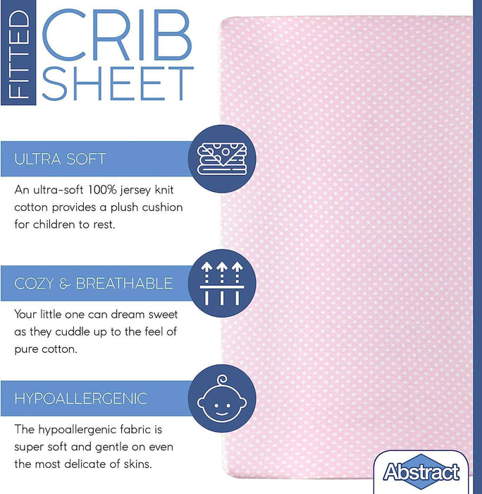 ABSTRACT FITTED SHEET POLKA DOT PINK FOR PORTABLE CRIB - 24" X 38`