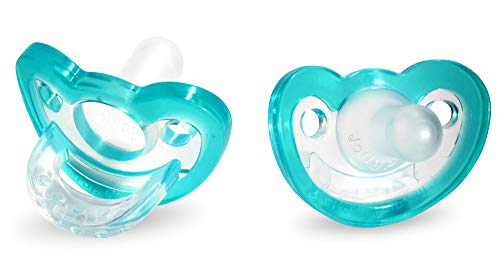 RAZBABY JOLLYPOP BABY PACIFIER PLUS, 3M+, TEAL, DOUBLE PACK