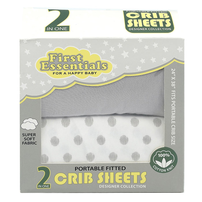 PORTABLE CRIB SHEET 2PK LIGHT GREY