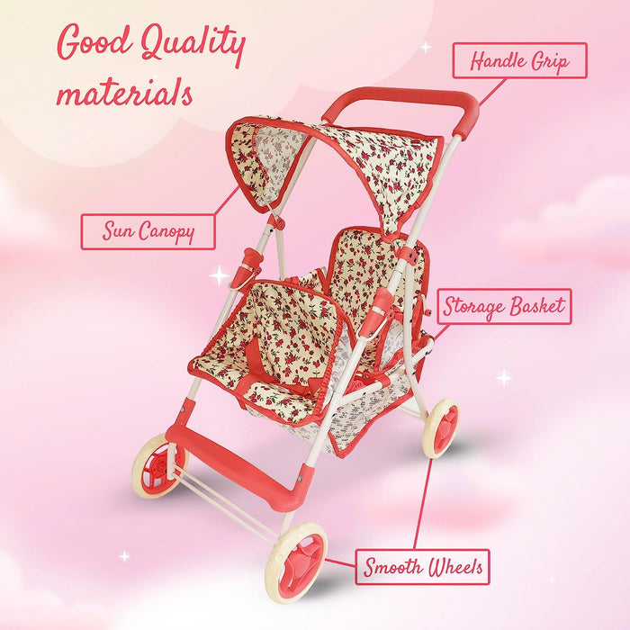 THE NEW YORK DOLL COLLECTION  BABY DOLL STROLLER -  FLORAL