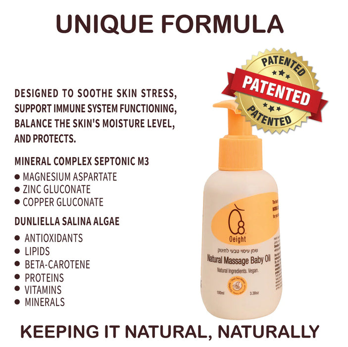 OEIGHT NATURAL MASSAGE BABY OIL  3.38OZ