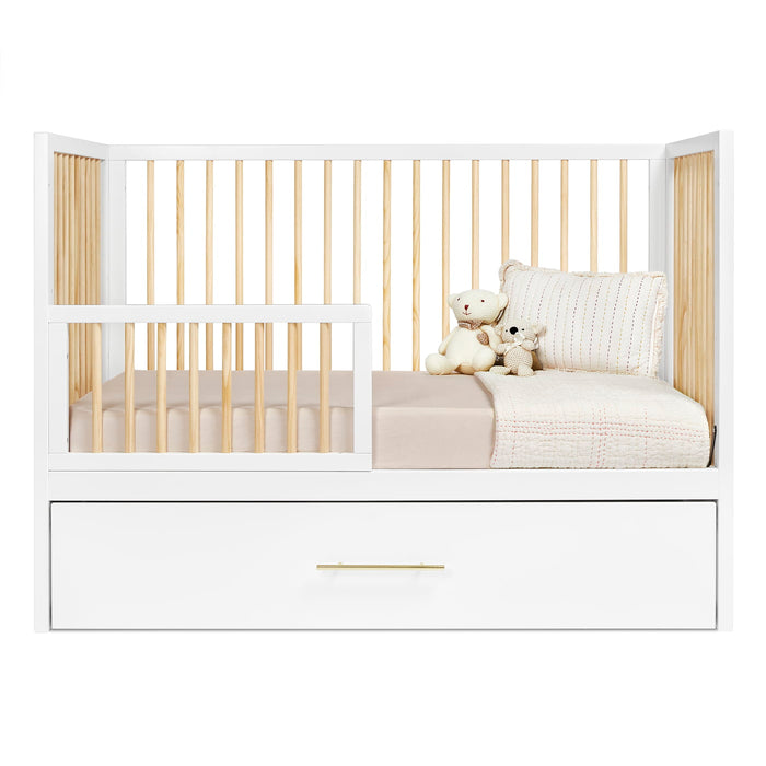 HUSHCRIB 4-IN1 CONVERTIBLE CRIB WITH TRUNDLE BED, NATURAL WOOD