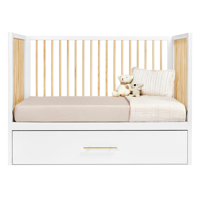 HUSHCRIB 4-IN1 CONVERTIBLE CRIB WITH TRUNDLE BED, NATURAL WOOD