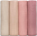 Muslin Swaddle Blankets, 4 Pack by Comfy Cubs - Cream, Blush, Bold Blush, Mauve Swaddles Comfy Cubs