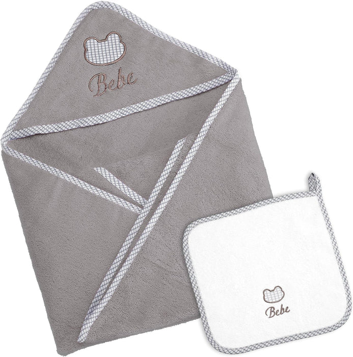 LITTLE PIPERS HOODED TOWEL SET - BEBE DESIGN, GRAY