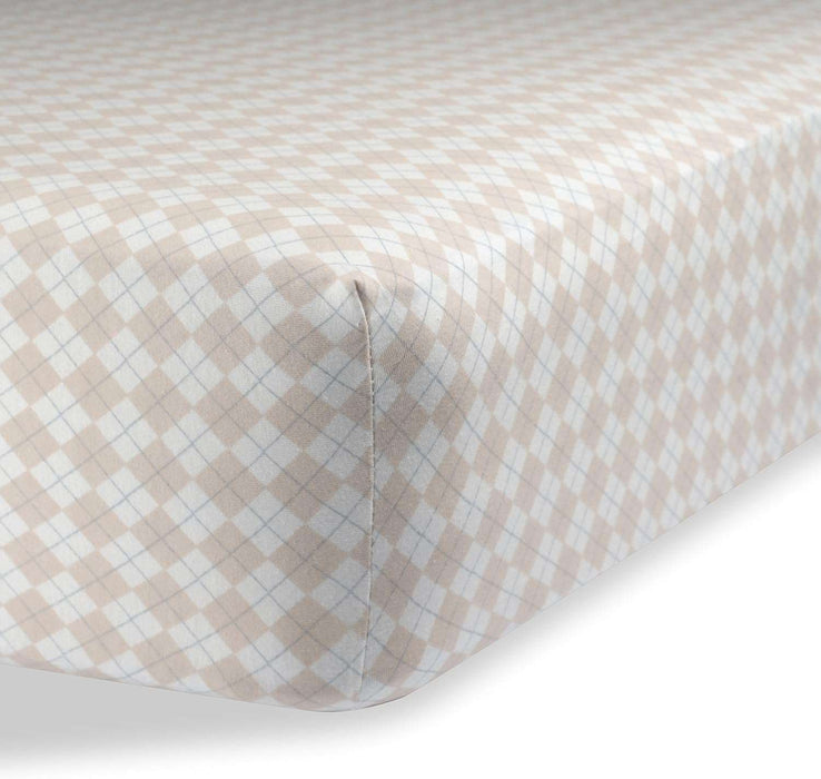 ABSTRACT FITTED SHEET ARGYLE BEIGE FOR BASSINET - 16" X 32"