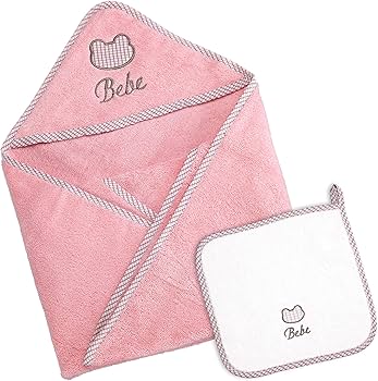 LITTLE PIPERS HOODED TOWEL SET - BEBE DESIGN, PINK