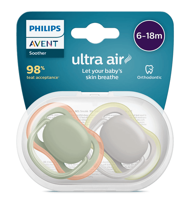 PHILIPS AVENT ULTRA AIR PACIFIER 6-18M, BEIGE/DAWN 2PK PACI AVENT