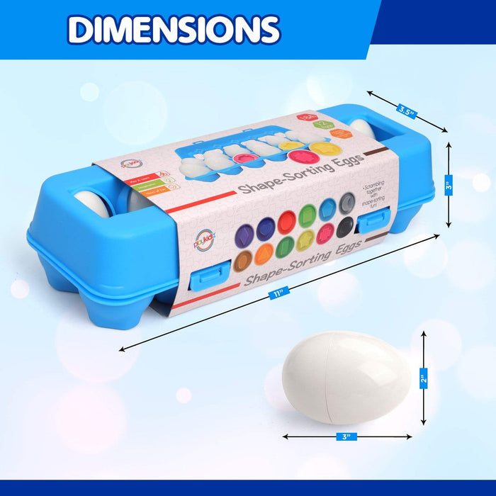 PLAYKIDZ SHAPE SORTING EGGS - A DOZEN PIECES FOR MIXING AND MATCHING COLOR OR SHAPE TOYS PLAYKIDIZ