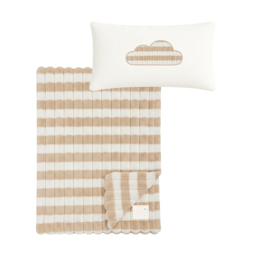 RITZ BABY FUZZY BLANKET HORIZONTAL STRIPY . BEIGE BLANKETS RITZ