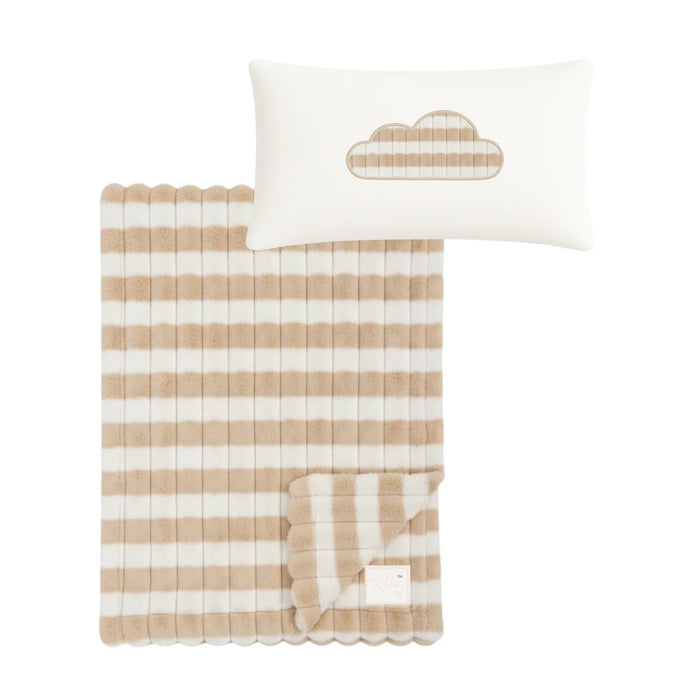 RITZ BABY FUZZY BLANKET HORIZONTAL STRIPY . BEIGE BLANKETS RITZ