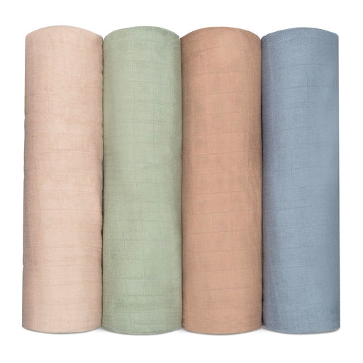 Muslin Swaddle Blankets, 4 Pack by Comfy Cubs - Pacific, Cedar, Sage, Blush Swaddles Comfy Cubs