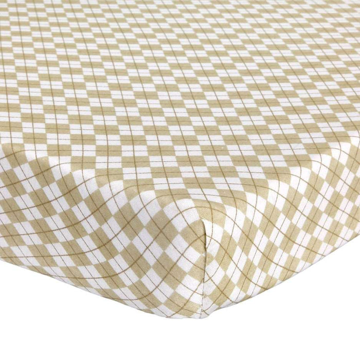 ABSTRACT FITTED SHEET ARGYLE BEIGE FOR PORTABLE CRIB - 24" X 38`