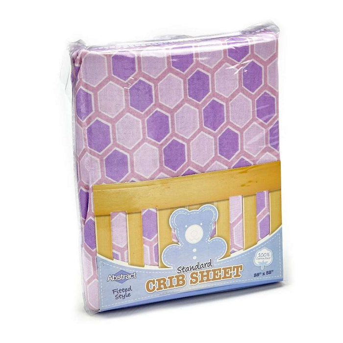 ABSTRACT FITTED SHEET HONEYCOMB LAVENDER FOR STANDARD CRIB - 28" X 52"