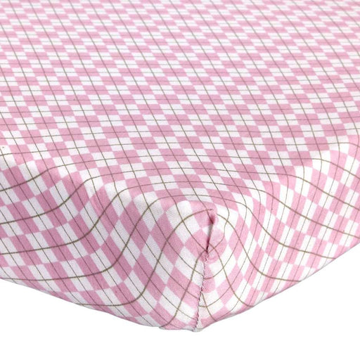 ABSTRACT FITTED SHEET PINK ARGYLE FOR REGULAR CRIB - 28" X 52"