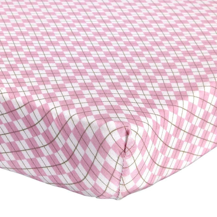 ABSTRACT FITTED SHEET PINK ARGYLE FOR REGULAR CRIB - 28" X 52"