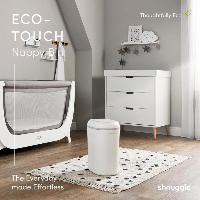 Shnuggle Eco-Touch Nappy Bin Diaper Pail + 30 Better Bag Liners Change M4A