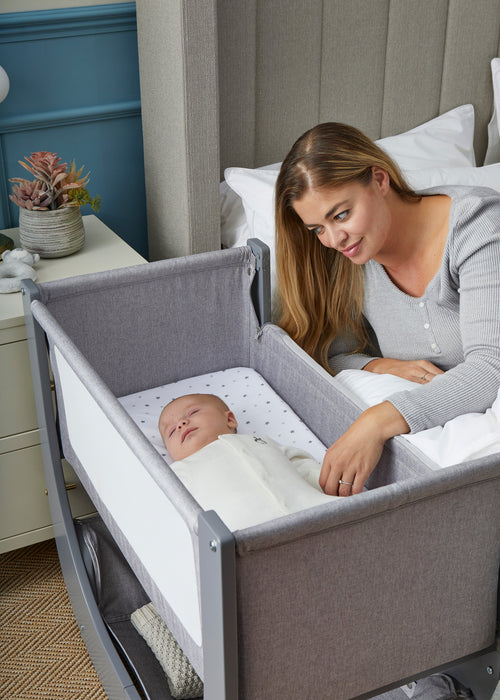 Shnuggle Air Lite Bedside Bassinet | Infant Crib | Height Adjustable Baby Bed with Mattress Cribs M4A