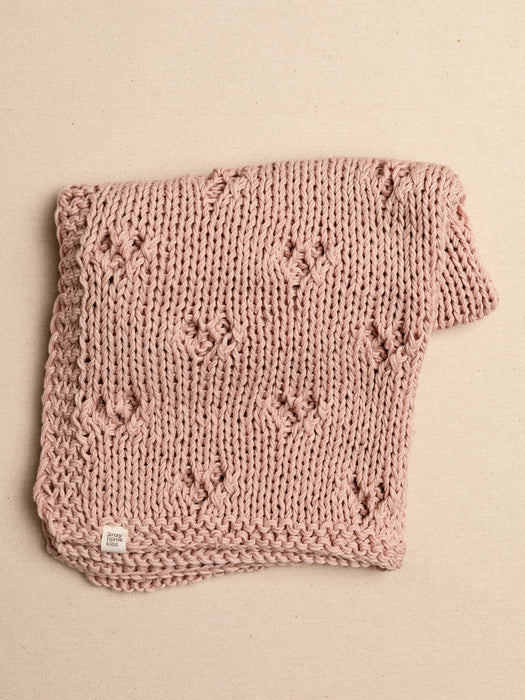 Baby Blanket Hand-Knitted Pointelle Blush Anzy Home
