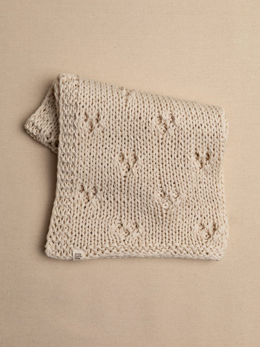Baby Blanket Hand-Knitted Pointelle Ivory Anzy Home