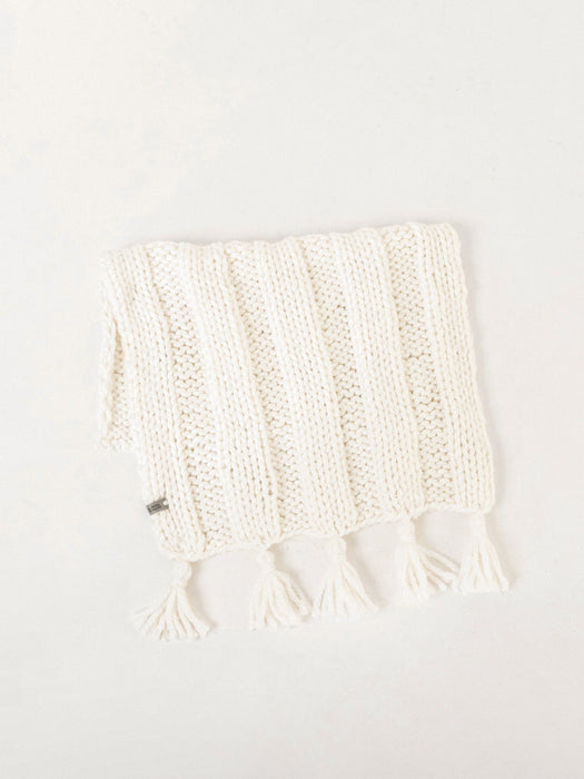 Boho Hand-Knitted Baby Blanket Ivory Wool Blankets Anzy Home
