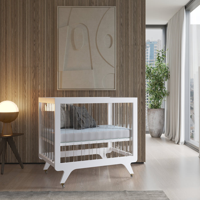 MELO CARESS V-LEG FOLDABLE CRIB . PURE WHITE ACRYLIC FURNITURE MELO