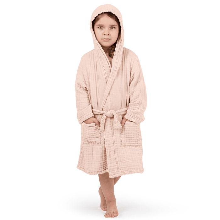 Muslin Bath Robe for Kids, Blush by Comfy Cubs Comfy Cubs