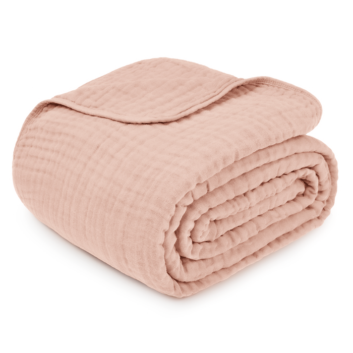 Adult Muslin Blanket by Comfy Cubs in Blush Muslin Comfy Cubs