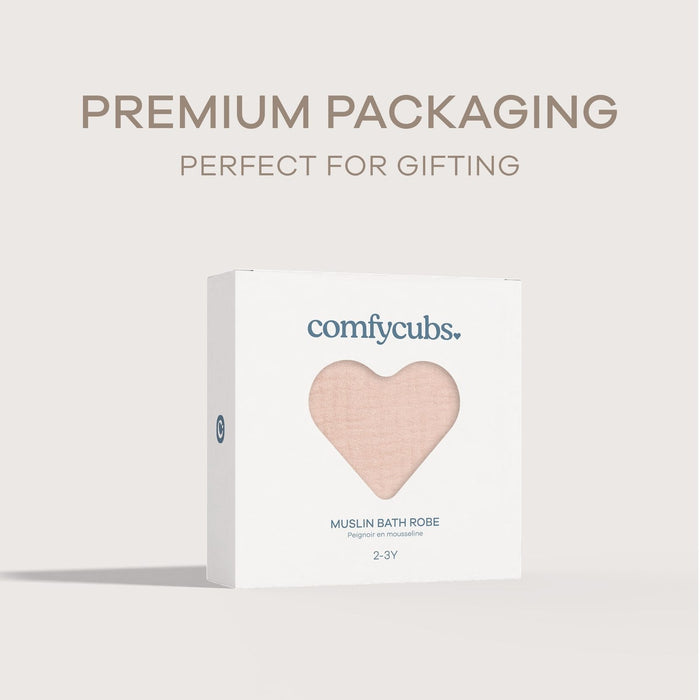 Muslin Bath Robe for Kids, Blush by Comfy Cubs Comfy Cubs