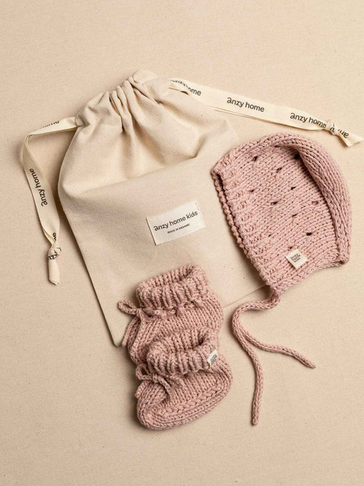 Bonnet & Booties Set Pointelle