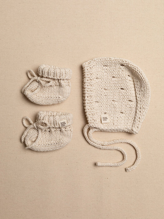 Bonnet & Booties Set Pointelle Ivory Baby & Toddler Anzy Home