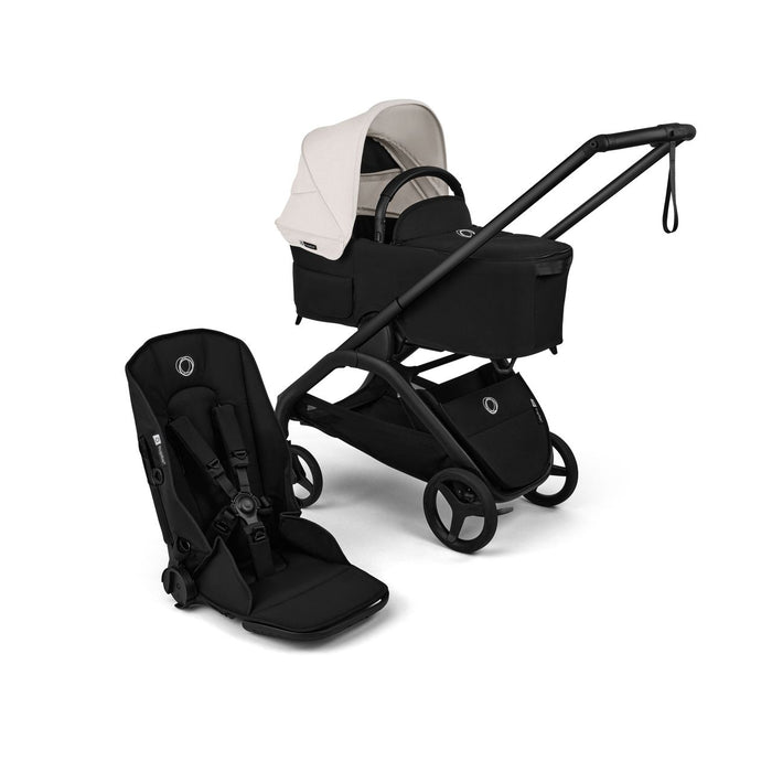 BUGABOO DRAGONFLY PLUS 2-IN-1 SEAT & BASSINET STROLLER . BLACK MISTY WHITE FULL-SIZE STROLLER BUGABOO