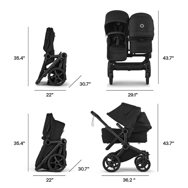 BUGABOO DONKEY 6 TWIN STROLLER - COMPLETE SET (2 SEATS AND & BASSINETS) DOUBLE STROLLER BUGABOO