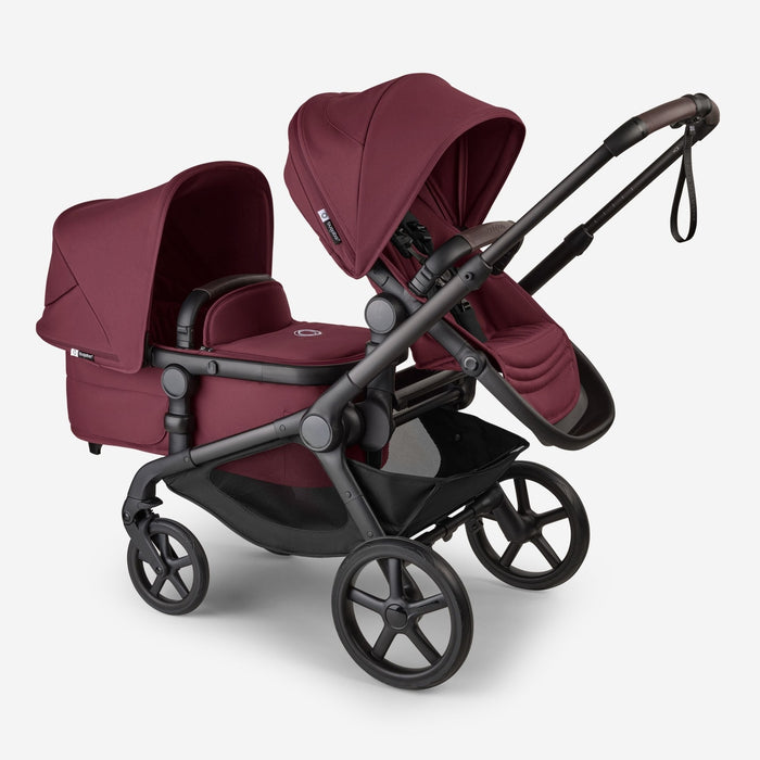 double stroller red and black BUGABOO KANGAROO COMPLETE DOUBLE STROLLER — Little Luxury