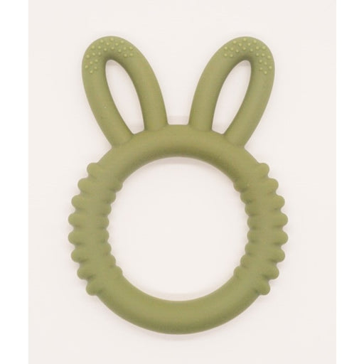 SILICONE BUNNY TEETHER RING ARMY GREEN