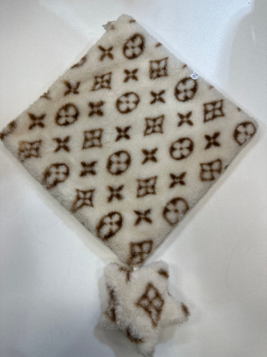 RITZ BABY FUZZY BLANKET LV PRINT LOVEY . BEIGE BLANKETS RITZ