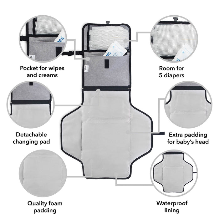 Portable Large Changing Pad by Comfy Cubs - Solid Grey Portable Changing Pads Comfy Cubs